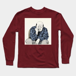 Asian painting. Sad old man thinking Long Sleeve T-Shirt